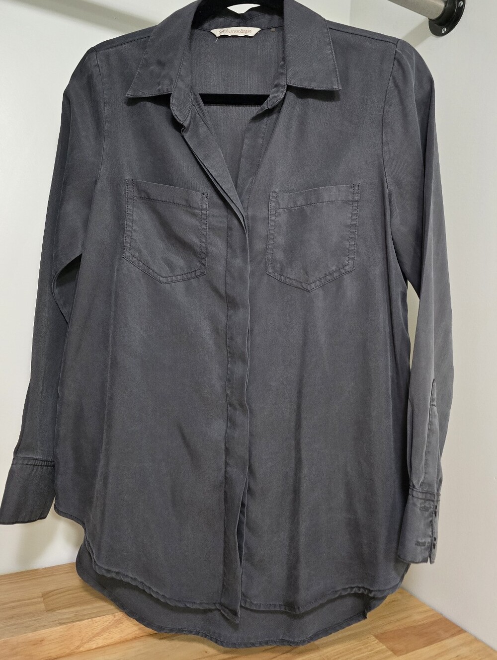 Soft Surroundings Charcoal Button-Down Shirt